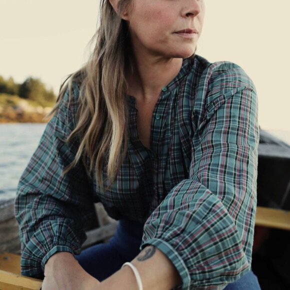 Dôen RARE Jane Blouse in Pond Promenade Plaid Size M - Picture 2 of 5